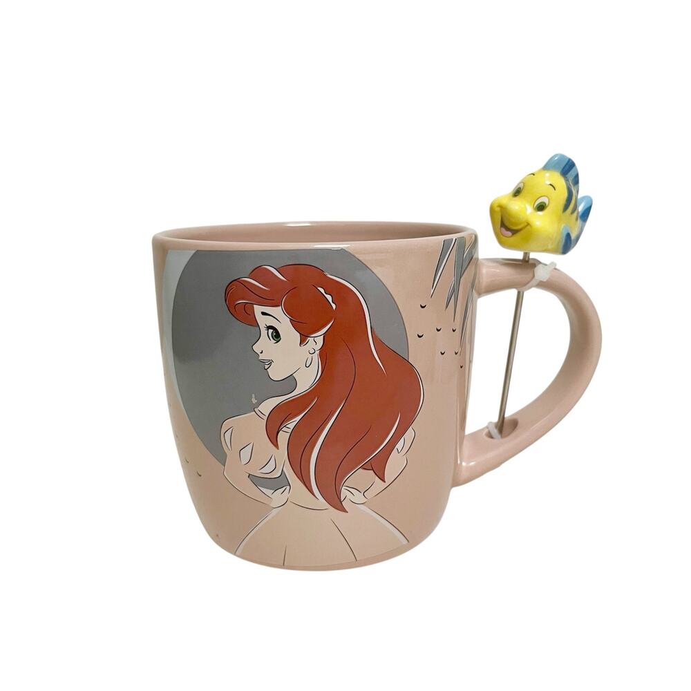 NEW Disney Princess The Little Mermaid Ariel and Flounder Stirring Stick Mug